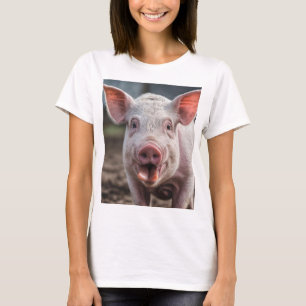 Happy White Pig Tongue Poke,  T-Shirt
