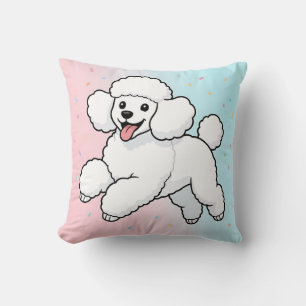Happy White Poodle Cartoon Cushion