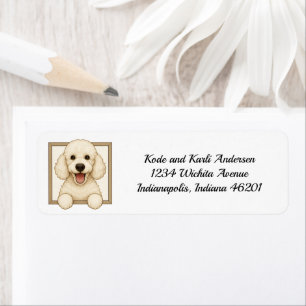 Happy White Poodle Return Address Label