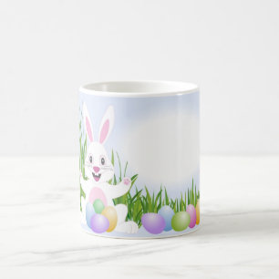 Happy white rabbit coffee mug