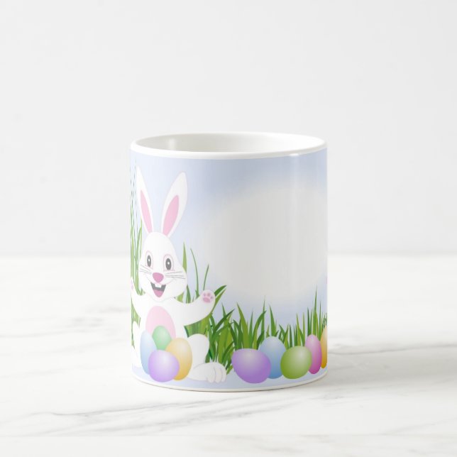 Happy white rabbit coffee mug (Center)