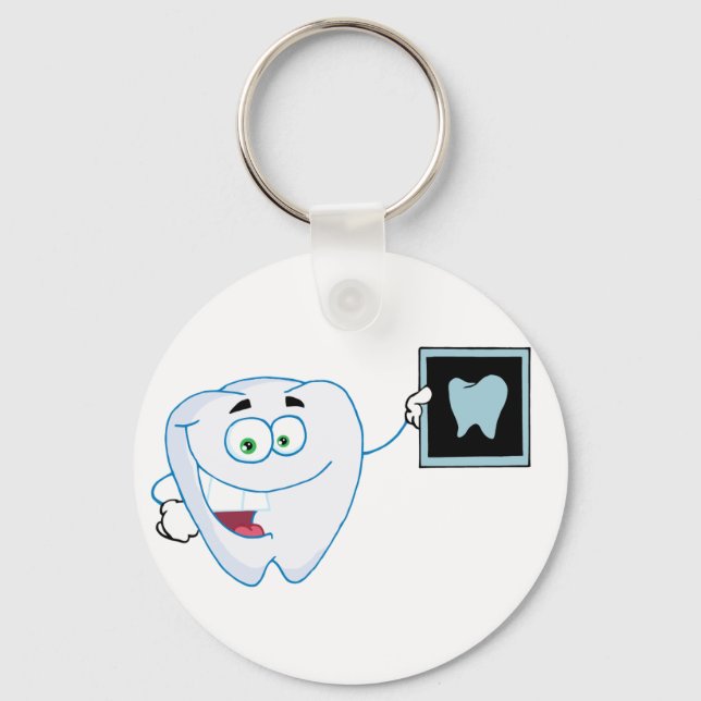 Happy White Tooth Keychain (Front)