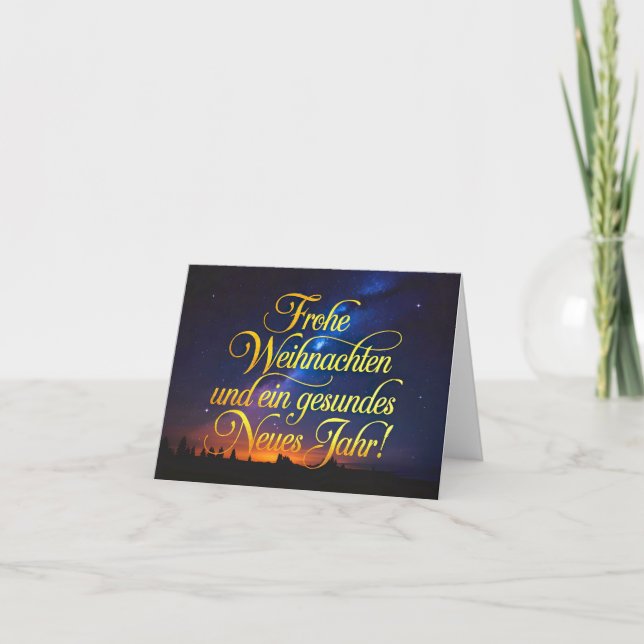 "Happy Wines" starry sky at night Holiday Card (Front)