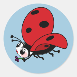 Happy Wings Ladybug Classic Round Sticker