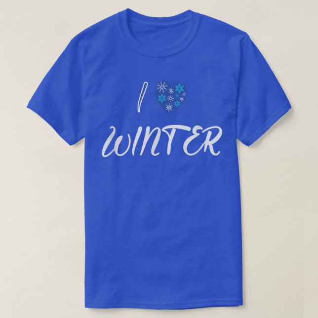 Happy Winter, Big Snowflake Heart For Winter Lover T-Shirt (Design Front)
