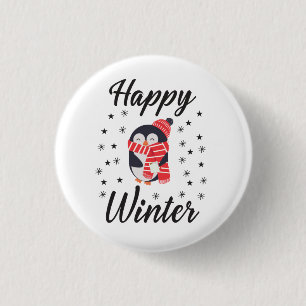 Happy Winter, Cute Penguin 3 Cm Round Badge