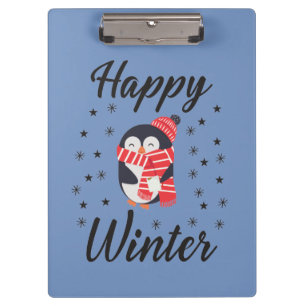 Happy Winter, Cute Penguin Clipboard
