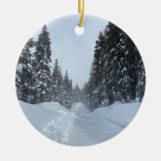 Happy Winter from Tahoe! Ceramic Ornament (Front)