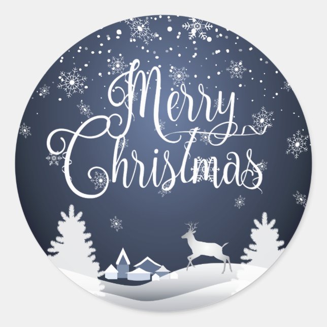 Happy Winter Holiday Christmas & New Year Classic Round Sticker (Front)