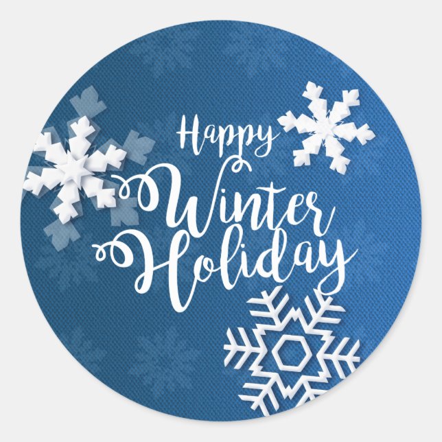 Happy Winter Holiday Christmas & New Year Classic Round Sticker (Front)