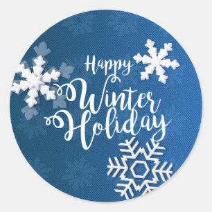 Happy Winter Holiday Christmas & New Year Classic Round Sticker