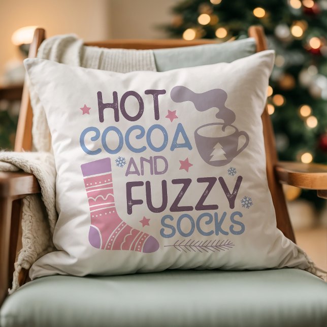 Happy Winter Hot Cocoa And Fuzzy Socks Cushion (Creator Uploaded)