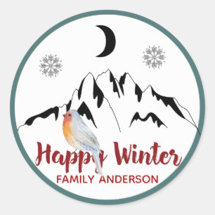 Happy Winter Personalised Christmas Robin Classic Round Sticker