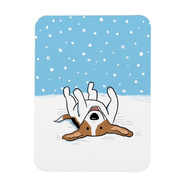 Happy Winter Snow Beagle - Cute Cartoon Dog Magnet (Vertical)
