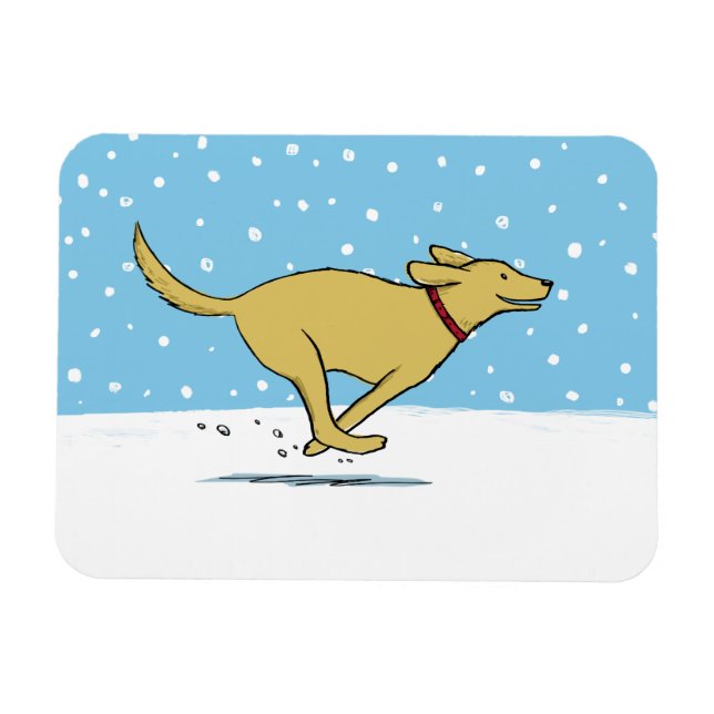 Happy Winter Snow Dog Holiday - Yellow Lab Magnet (Horizontal)