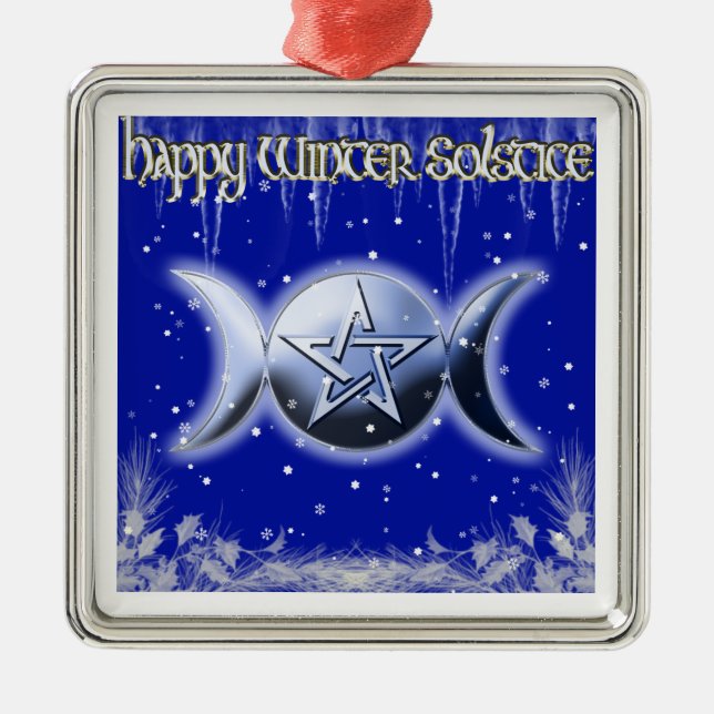 Happy Winter Solstice 2 Tree Ornament square (Front)