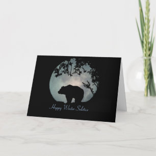 Happy Winter Solstice Bear and Moon Holiday Card
