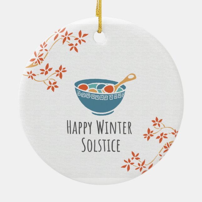 Happy Winter Solstice Ceramic Ornament (Back)