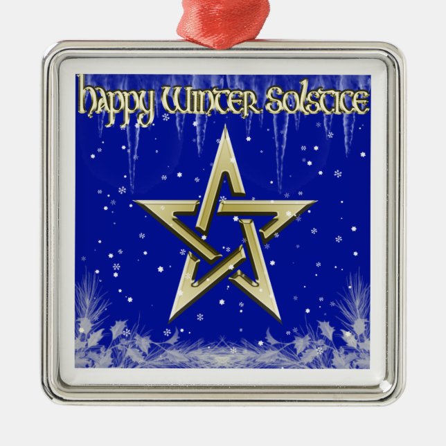 Happy Winter Solstice Metal Tree Decoration (Front)