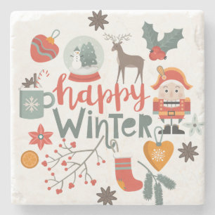 Happy Winter Stone Coaster