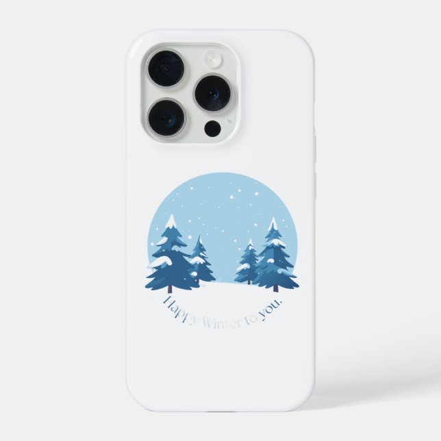 Happy Winter To You Snowy Pine Trees Aesthetic  iPhone Case (Back)