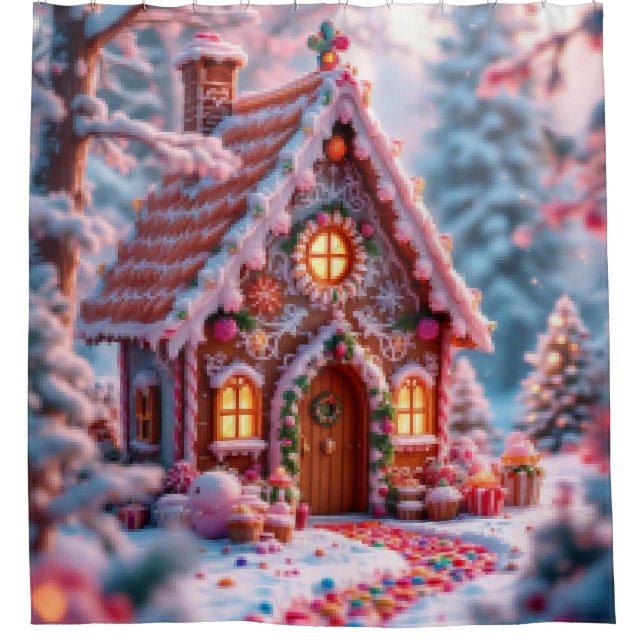 Happy winter with Christmas  Shower Curtain (Front)