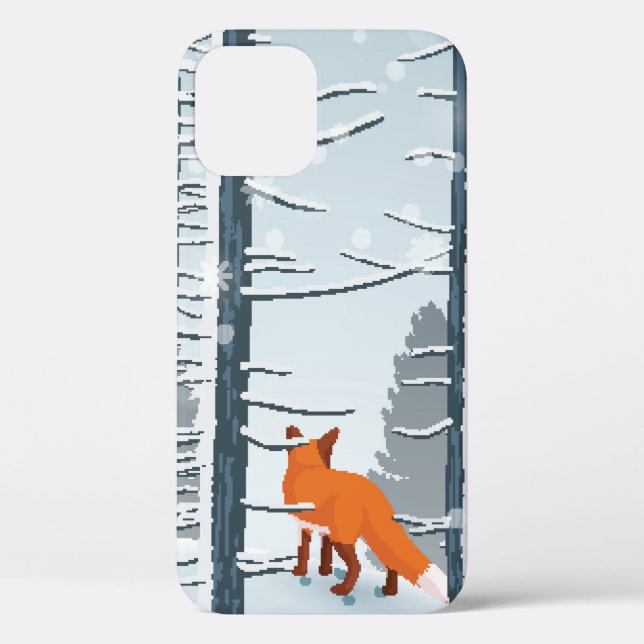 Happy Winter with Forest Landscape and fox animal Case-Mate iPhone Case (Back)