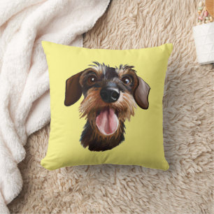 Happy Wirehaired Dachshund Cushion