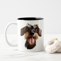 Happy Wirehaired Dachshund Two-Tone Coffee Mug