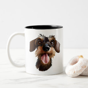 Happy Wirehaired Dachshund Two-Tone Coffee Mug