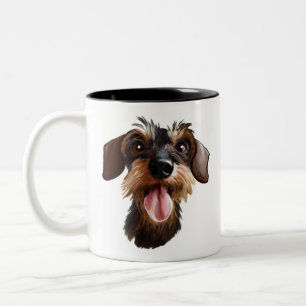 Happy Wirehaired Dachshund Two-Tone Coffee Mug