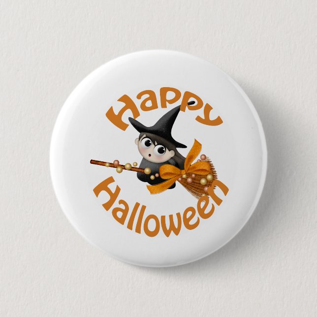 Happy Witch 6 Cm Round Badge (Front)