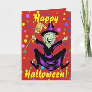 Happy Witch Halloween Greeting Card