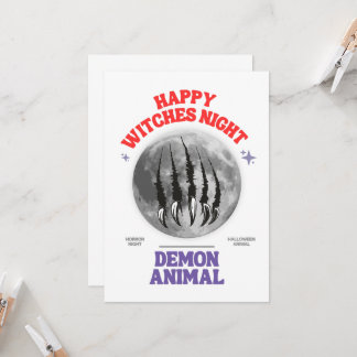 happy witches night demon animal invitation card