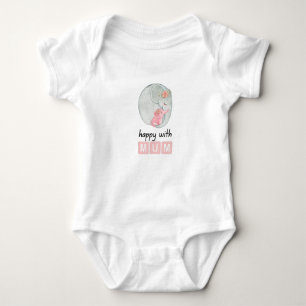 Happy With Mum Baby Design Baby Bodysuit