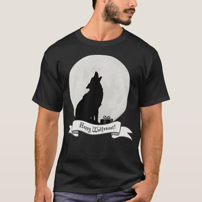 Happy Wolfenoot Wolf and Full Moon T-Shirt (Front)
