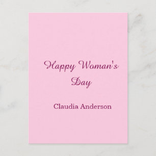 Happy woman's day pink mauve name stylish calligra postcard