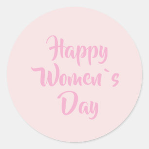 Happy Women`s Day Blush Pink Classic Round Sticker