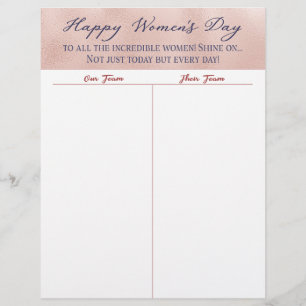 Happy Women's Day Bunco Tally Score Sheet