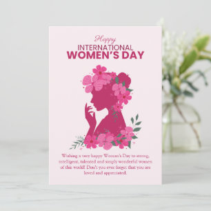 Happy Women's Day floral Women Illustration Holiday Card