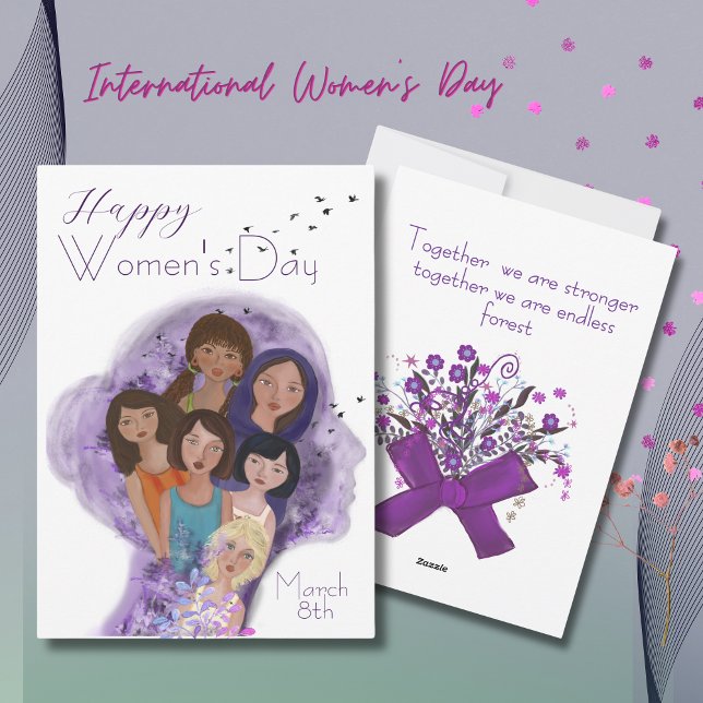 Happy Women's Day hand drawn Illustration Holiday Card (Happy Women's Day hand drawn Illustration Holiday Card)