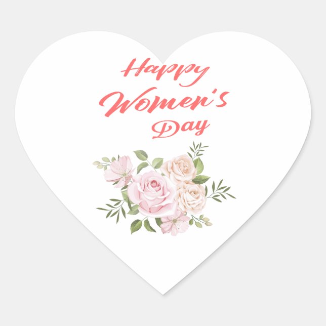 happy women's day heart sticker (Front)