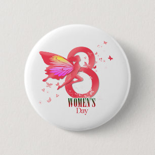 happy womens day march 6 cm round badge