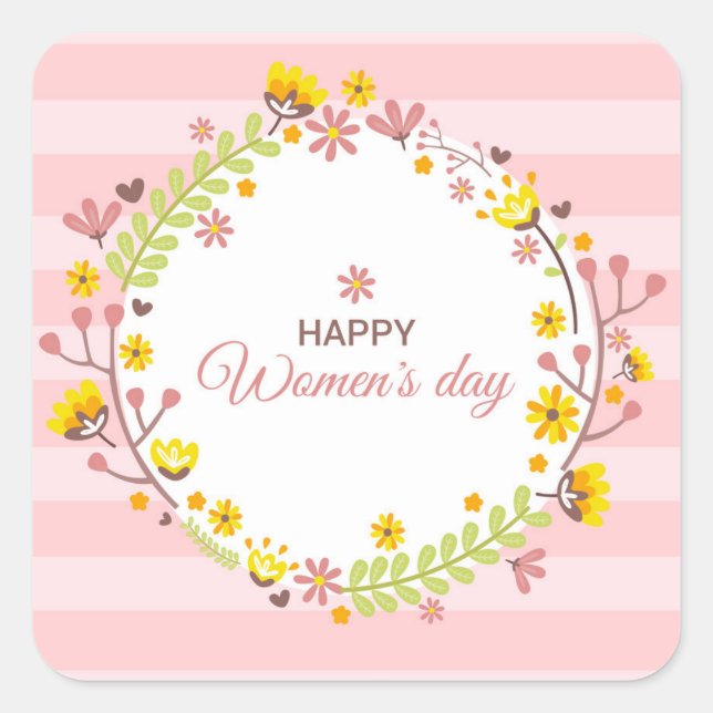 Happy Women's Day Square Sticker (Front)