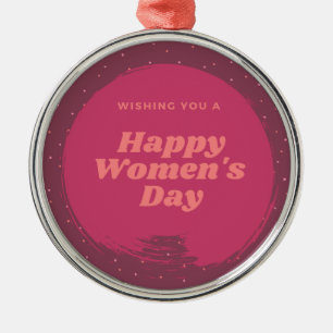 Happy women's day wishes red metal ornament