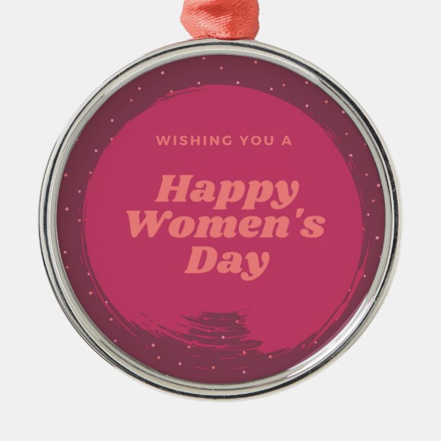 Happy women's day wishes red metal ornament (Front)