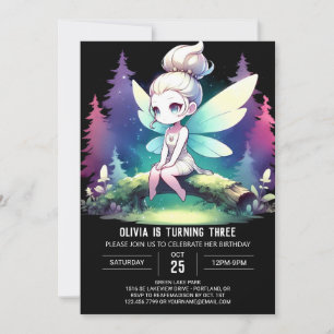 Happy Woodland Fairy Birthday Invitation