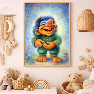Happy Woodland Troll Boy Cosy Fairytale Photo Print