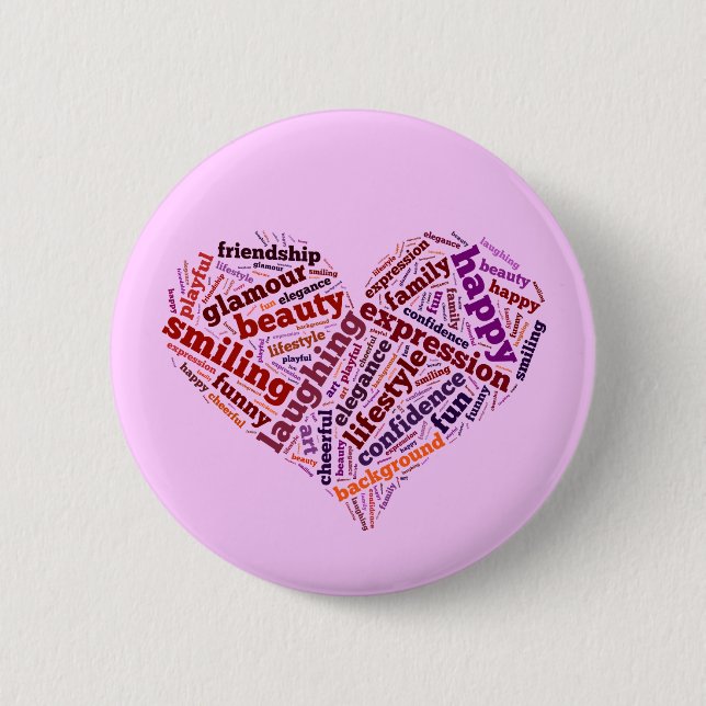 Happy words 6 cm round badge (Front)