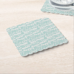 Happy Words Blue Paper Coaster